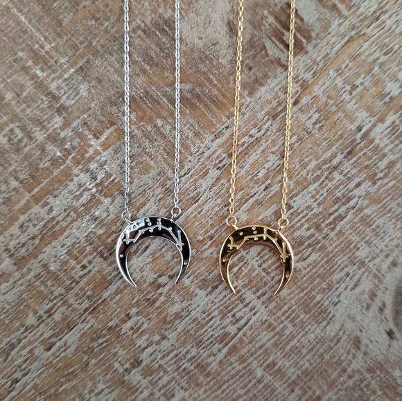 14k Gold or Sterling Crescent Moon Necklace - Picture 3 of 11